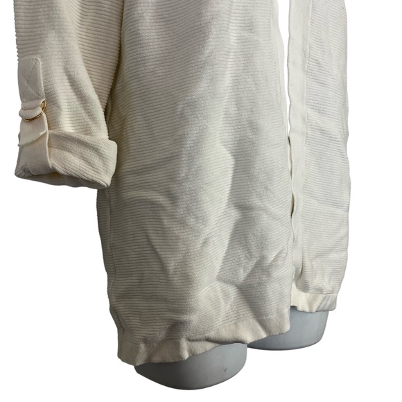 CHICO'S Ribbed Off White Ivory Open Style Cardigan Knit Sweater Cotton Blend  1 - Picture 6 of 16